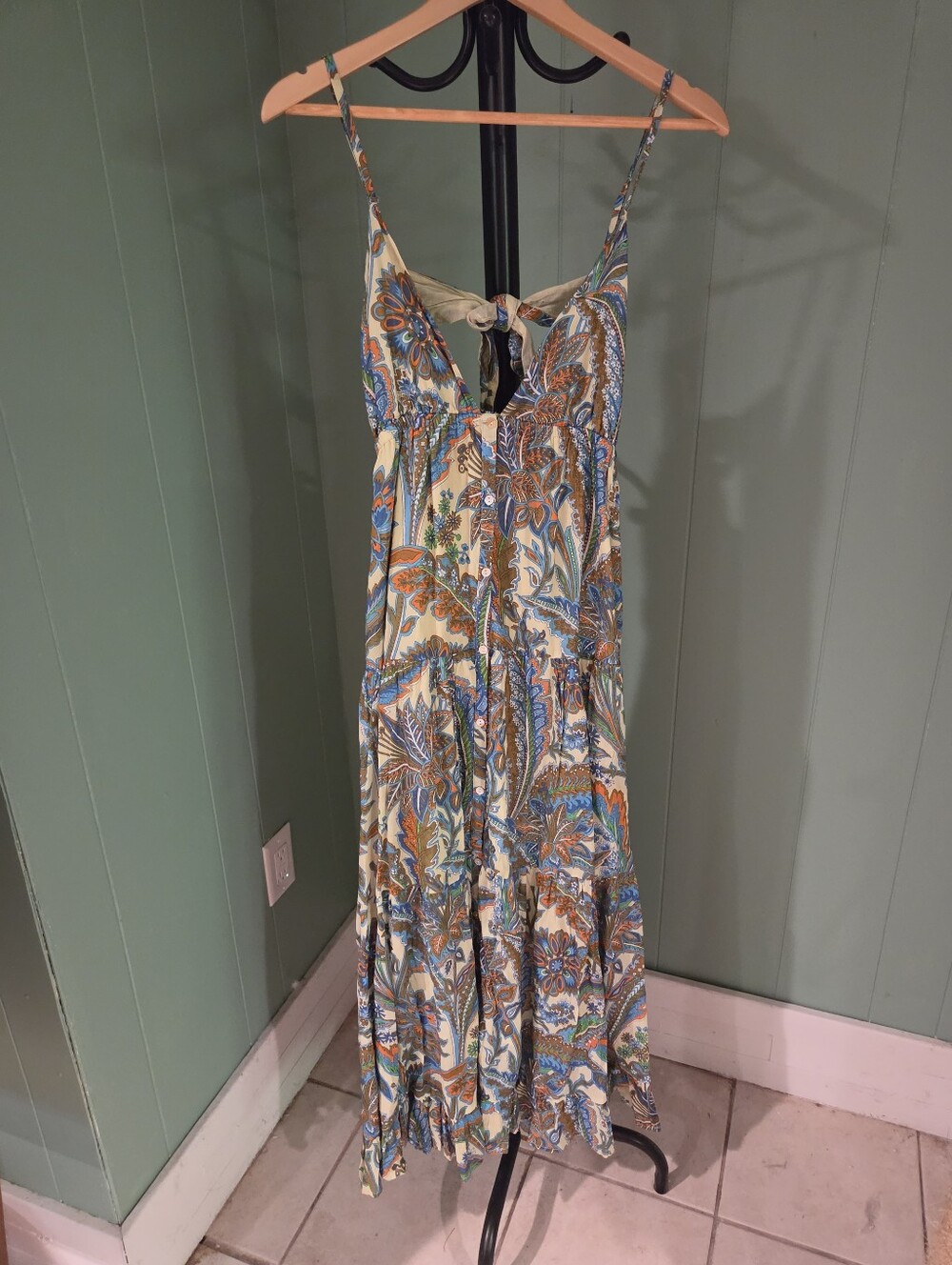 House of Harlow 1960, Bohemian Floral Maxi Dress: Cream/Blue, Festival, Floaty